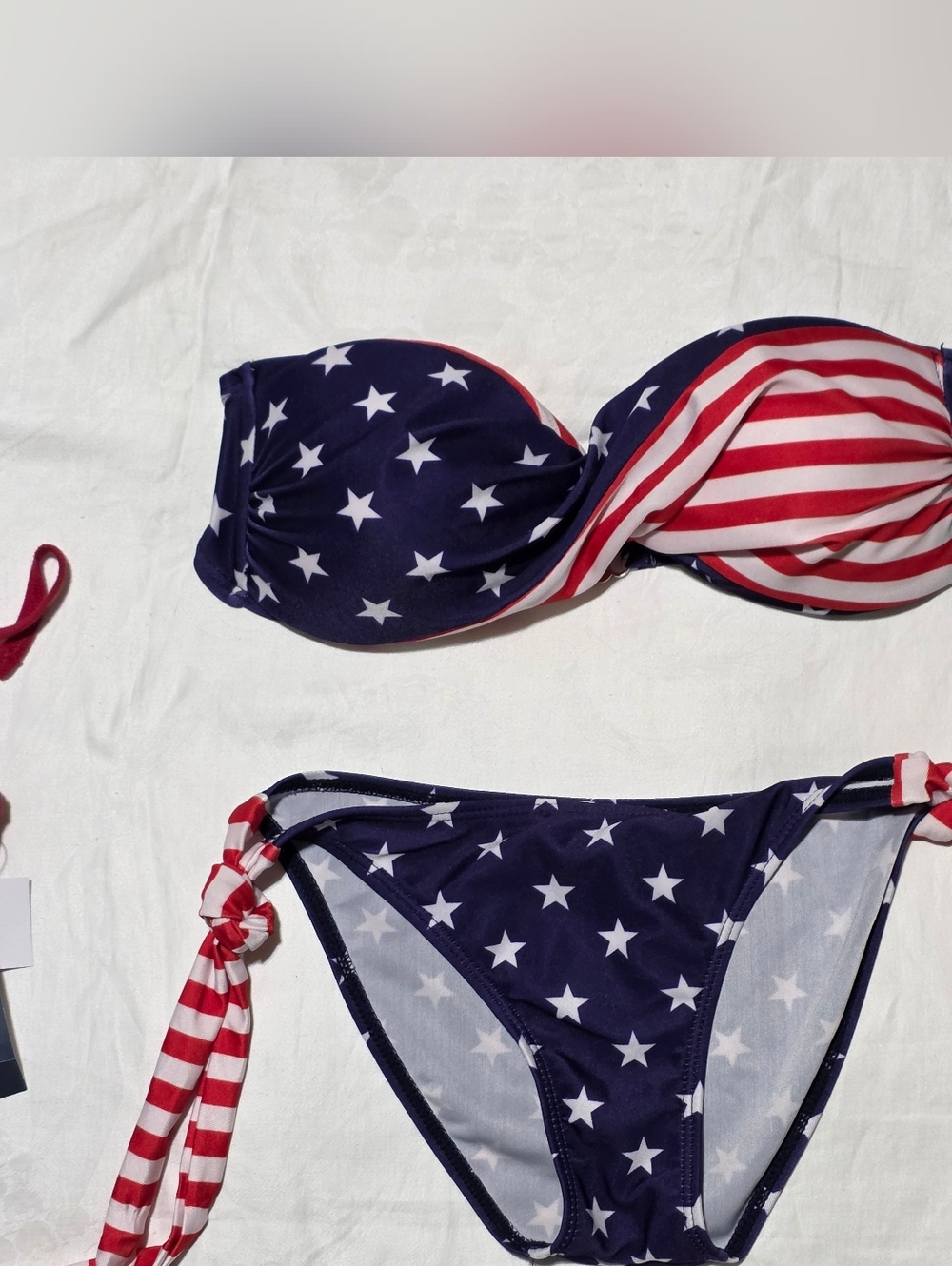 Source Unknown Navy Blue and Red American Flag Star Stripe Bikini